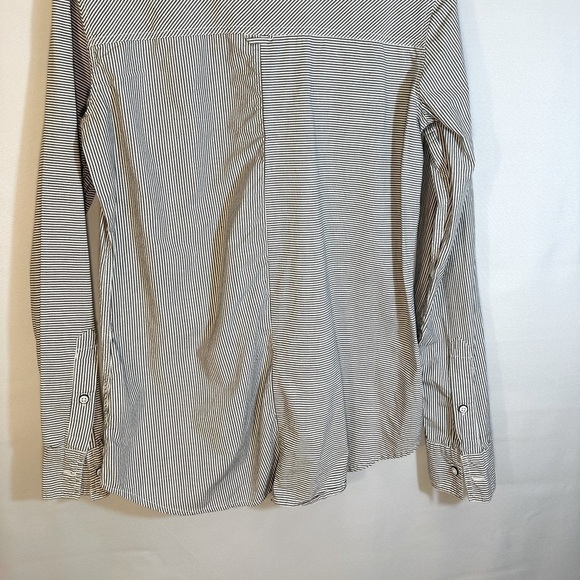 Vans Button Down Shirt Size L Long Sleeve Western Cowgirl Striped Black White - Picture 4 of 9